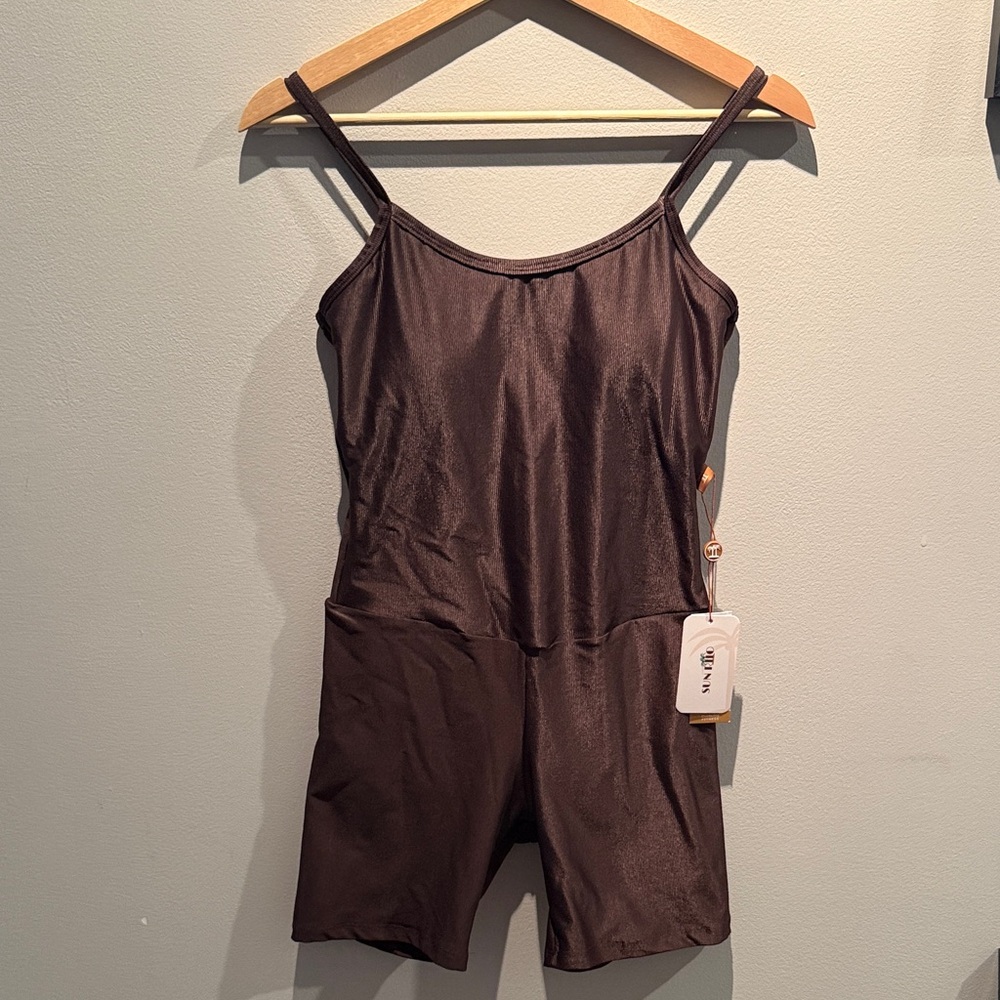 Sundry Chocolate Brown active jumpsuit outfit